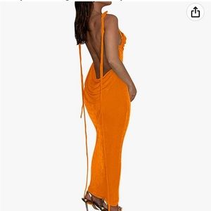 ccisppal Spaghetti Strap Backless Sleeveless Halter Bodycon Maxi Long Dress Club